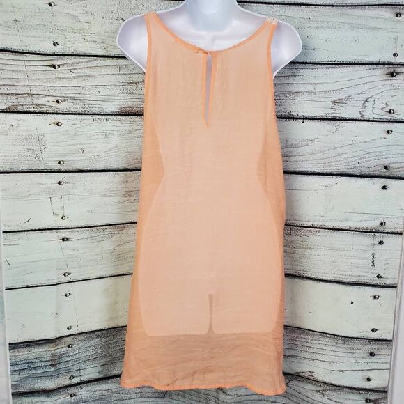 EcoVibe Apparel Women’s Large Peach Sleeveless Tank Top Crochet Detail - Picture 3 of 7